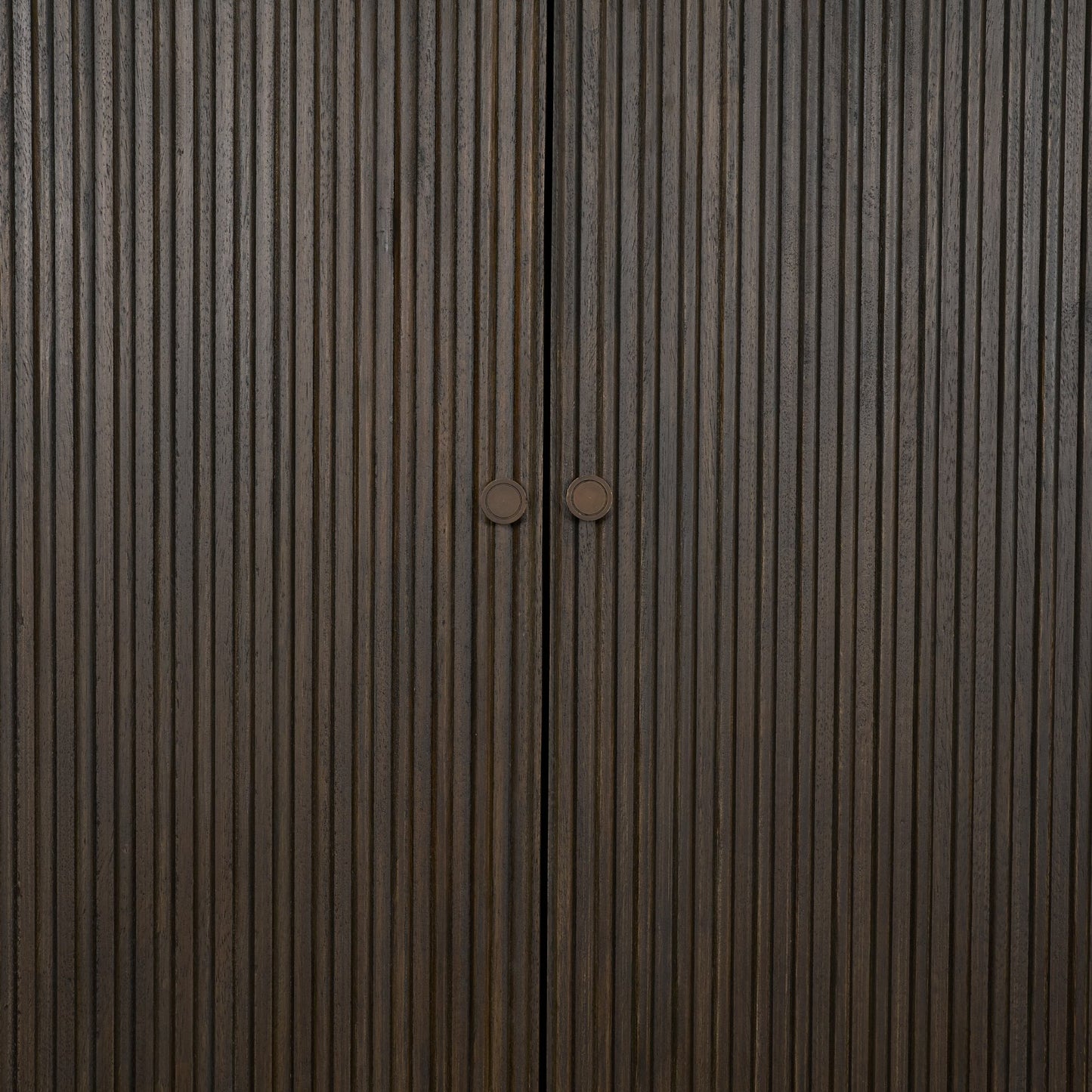 Cinder Distressed Dark Brown Wood Reeded 2‑Door Tall Cabinet