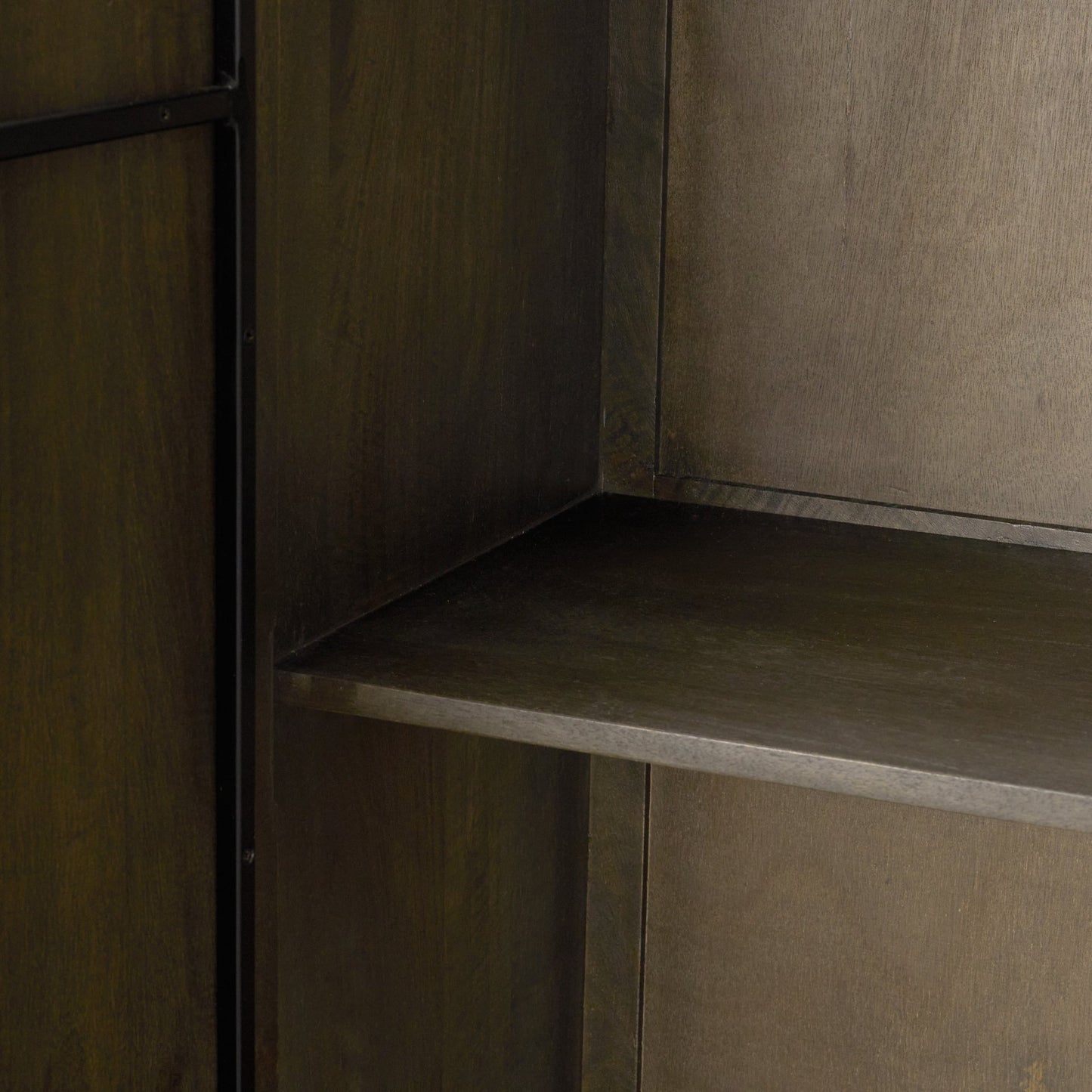 Cinder Distressed Dark Brown Wood Reeded 2‑Door Tall Cabinet