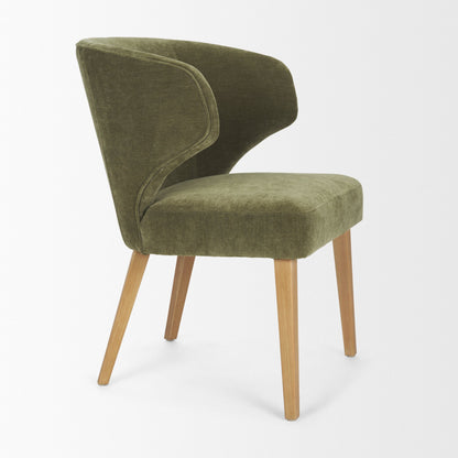 Niles Moss Olive Fabric Wingback Dining Chair