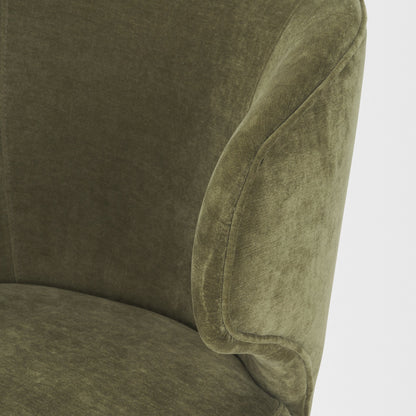 Niles Moss Olive Fabric Wingback Dining Chair