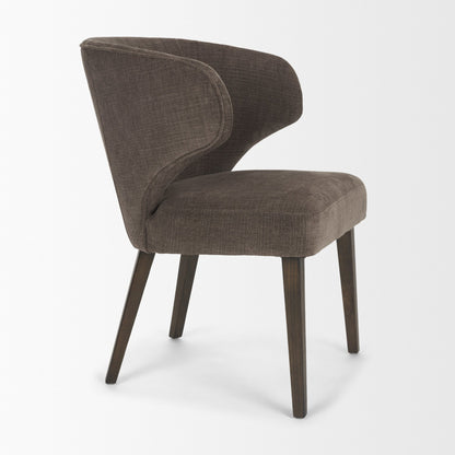 Niles Brown Upholstered Dining Chair with Dark Wood Legs