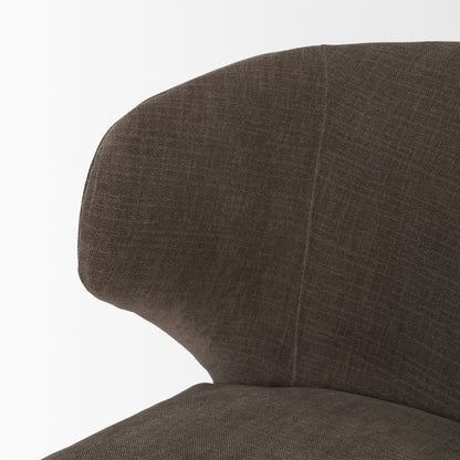 Niles Brown Upholstered Dining Chair with Dark Wood Legs