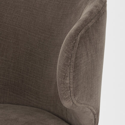Niles Brown Upholstered Dining Chair with Dark Wood Legs
