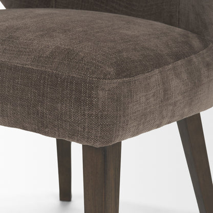 Niles Brown Upholstered Dining Chair with Dark Wood Legs