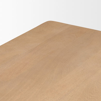 Trellyn Light Brown Solid Wood Dining Table with Carved Woven Base