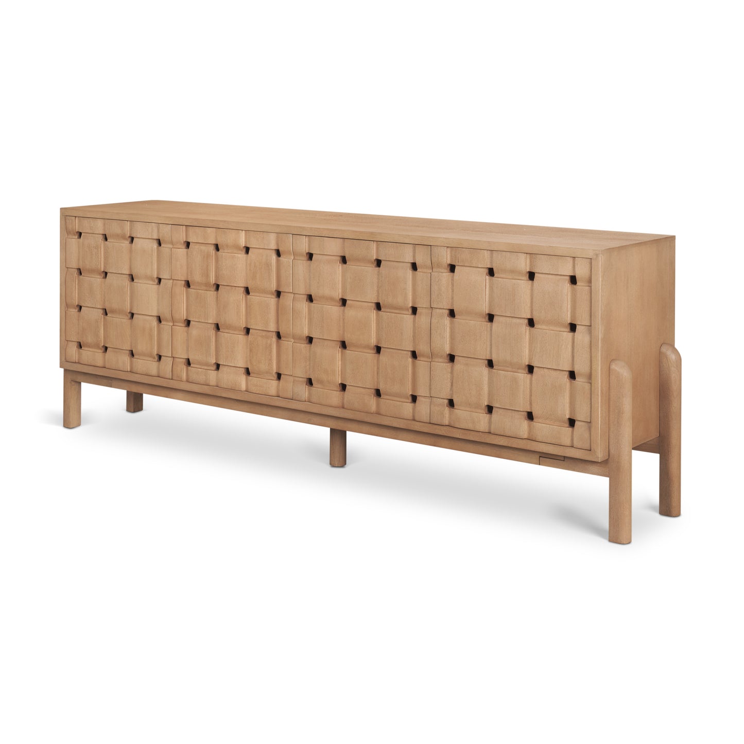 Trellyn Light Brown Solid Wood 4‑Door Sideboard