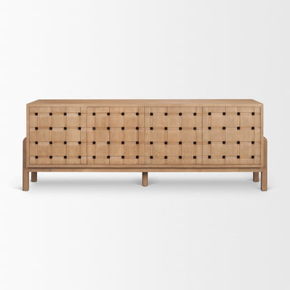 Trellyn Light Brown Solid Wood 4‑Door Sideboard