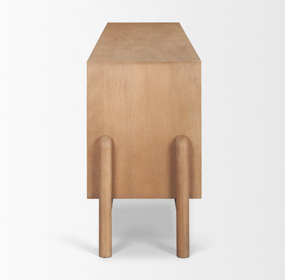 Trellyn Light Brown Solid Wood 4‑Door Sideboard