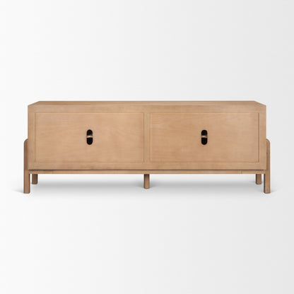 Trellyn Light Brown Solid Wood 4‑Door Sideboard