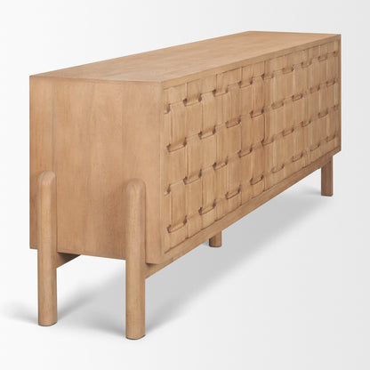 Trellyn Light Brown Solid Wood 4‑Door Sideboard