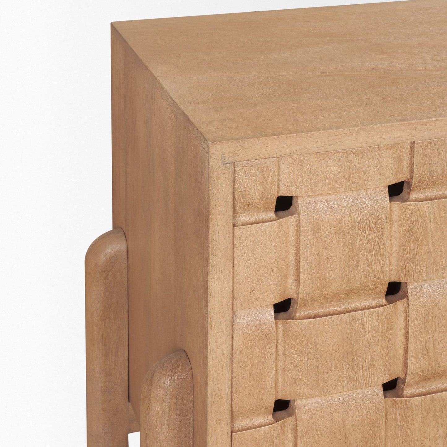 Trellyn Light Brown Solid Wood 4‑Door Sideboard