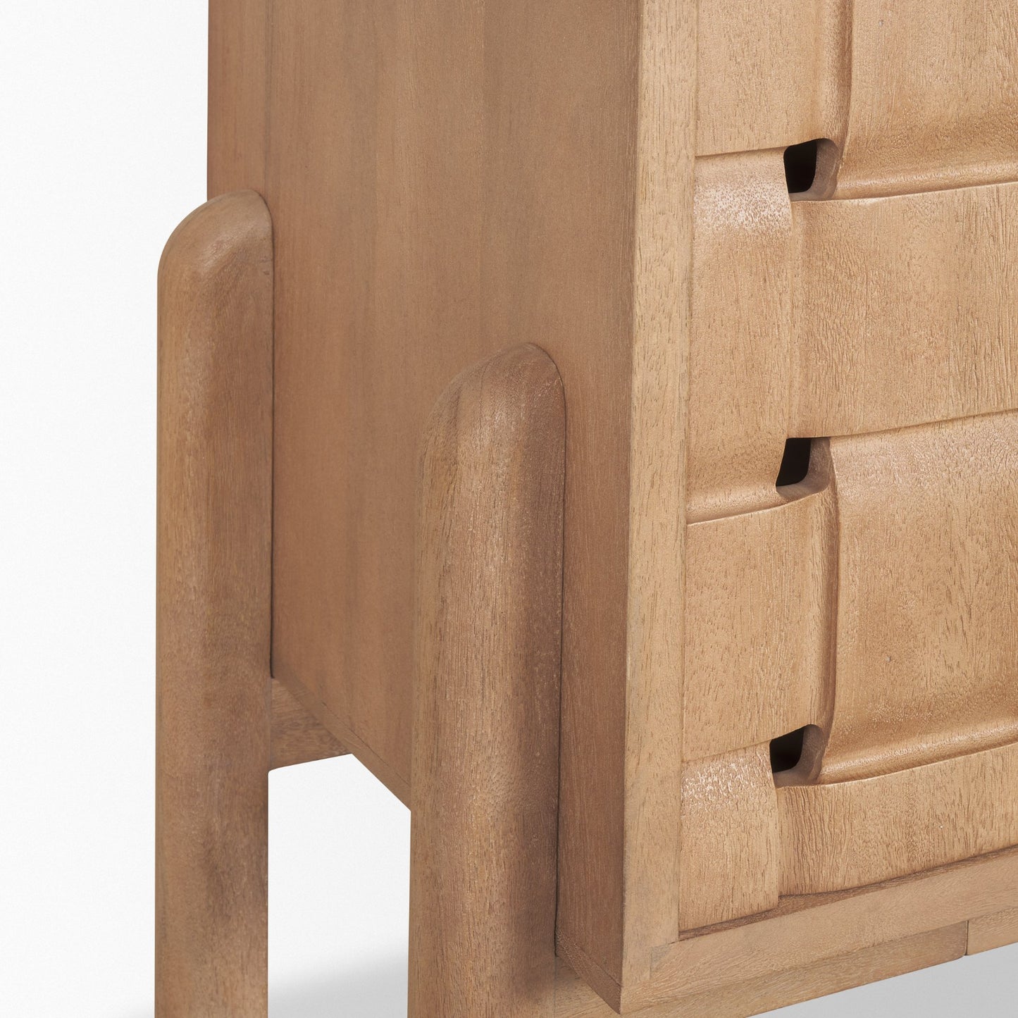 Trellyn Light Brown Solid Wood 4‑Door Sideboard
