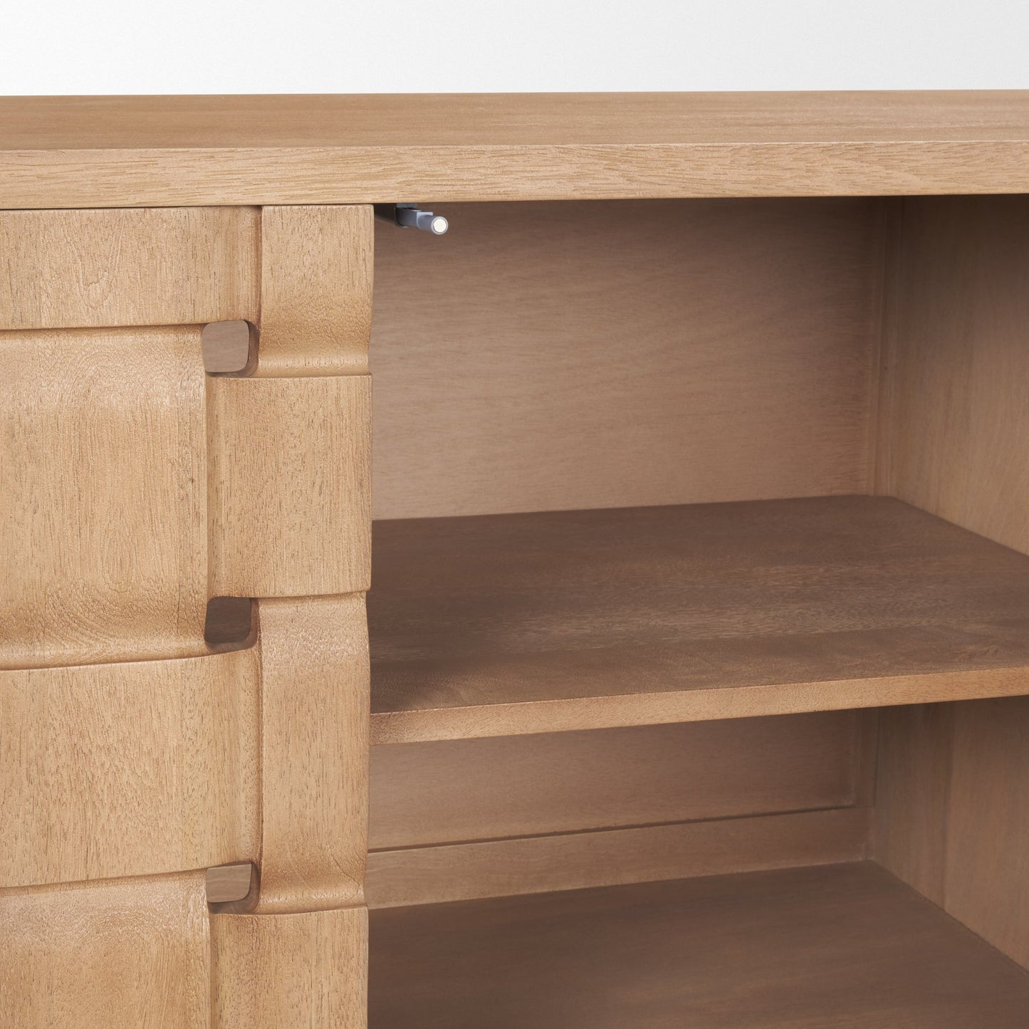 Trellyn Light Brown Solid Wood 4‑Door Sideboard
