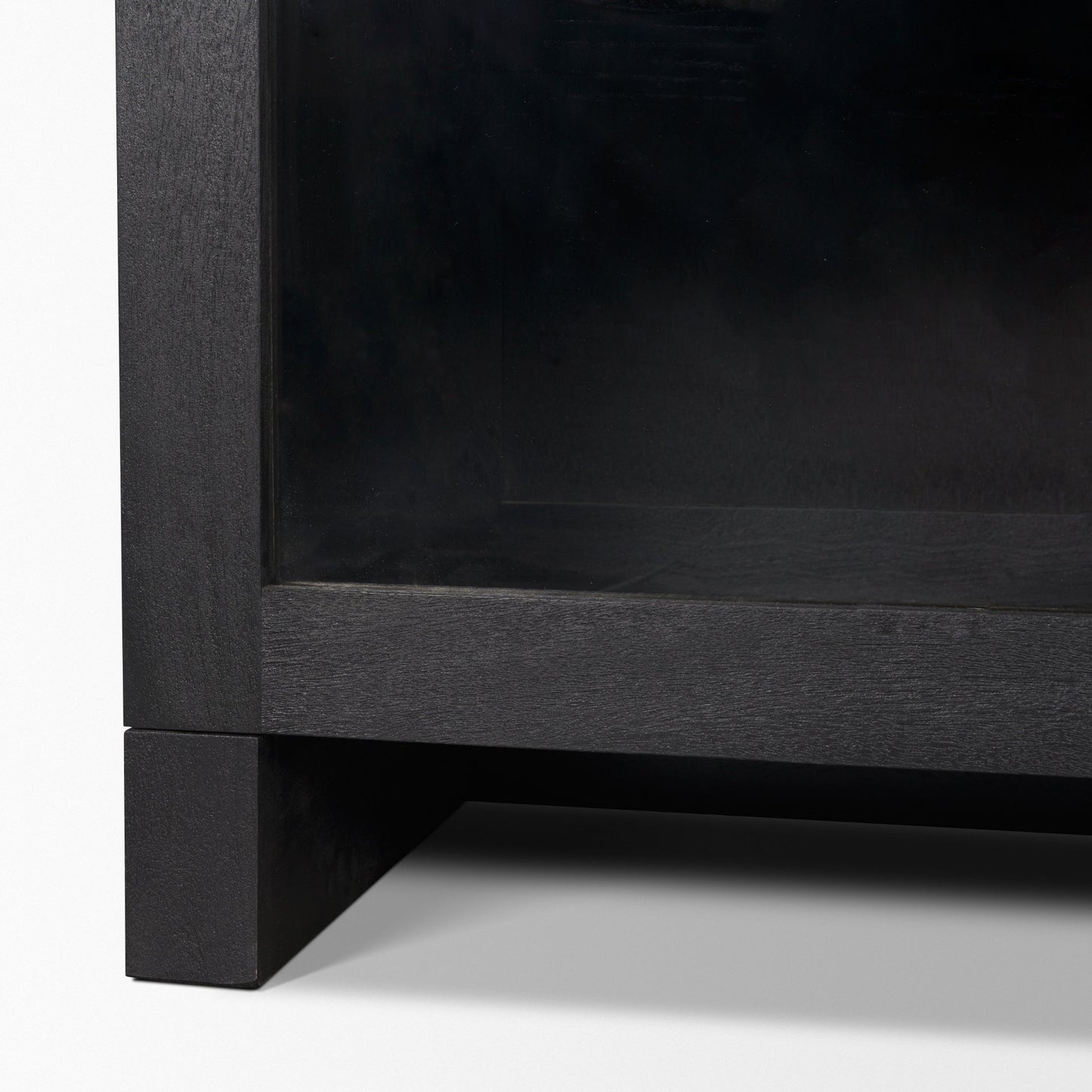 Suri Black Wood 4‑Door Sideboard with Glass Panels