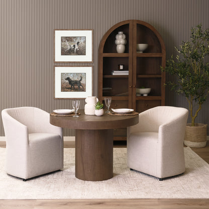 Suri Mid Brown Wood Arched Glass Door Curio Cabinet
