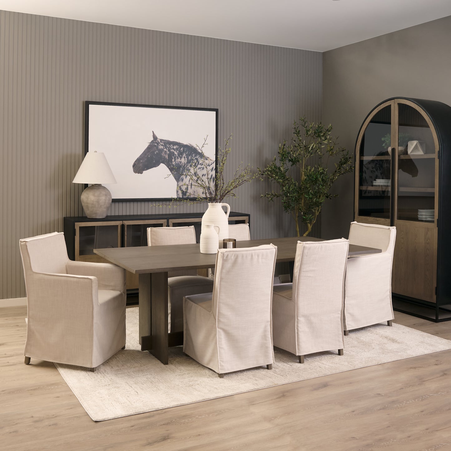 Sloan 80 Inch Light Brown Wood and Black Metal Sideboard