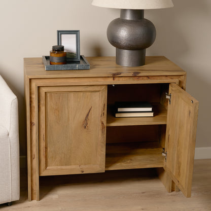 Notts Warm Brown Wood 2‑Door Storage Cabinet