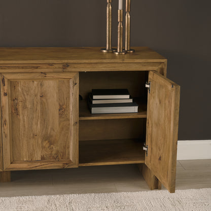 Notts Brown Wood Closed 4‑Door Sideboard