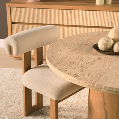 Tribeca Curve Open Back Cream Chenille Dining Chair Set of 2