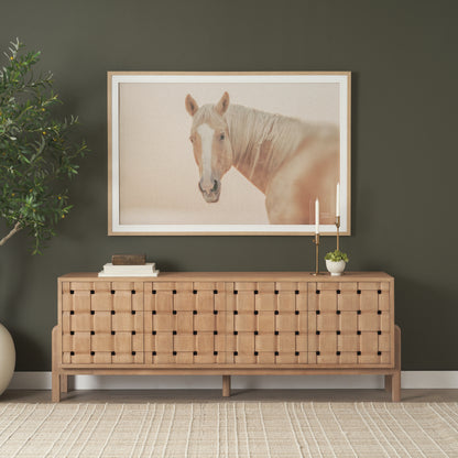 Trellyn Light Brown Solid Wood 4‑Door Sideboard