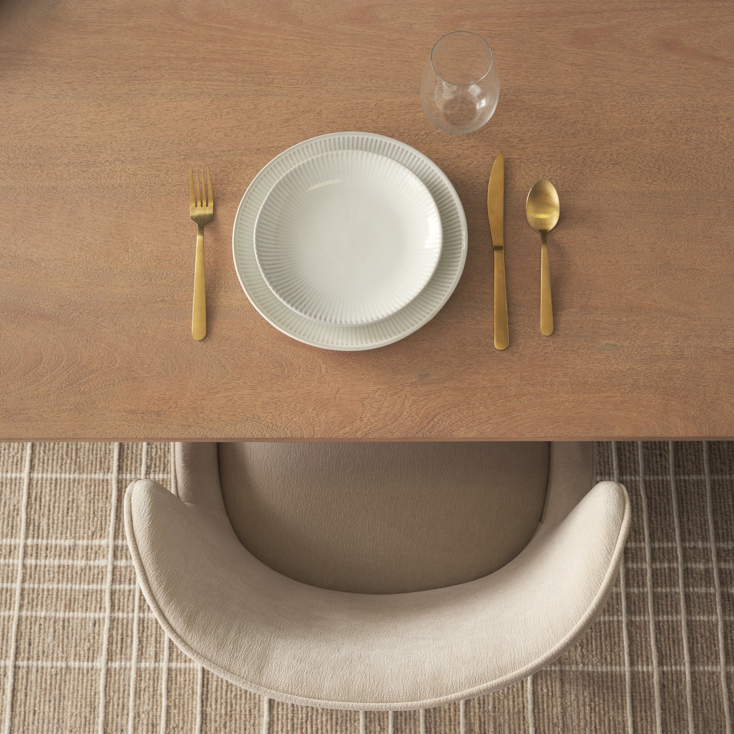 Trellyn Light Brown Solid Wood Dining Table with Carved Woven Base