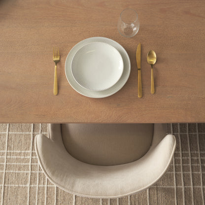 Trellyn Light Brown Solid Wood Dining Table with Carved Woven Base