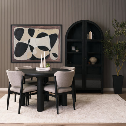 Suri Black Wood Arched Curio Cabinet with Glass Doors
