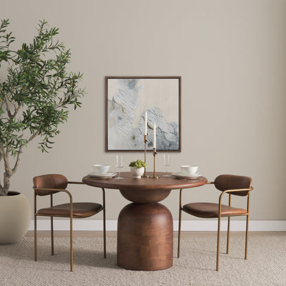 Parker Brown Leather Gold Frame Dining Chair Set of 2
