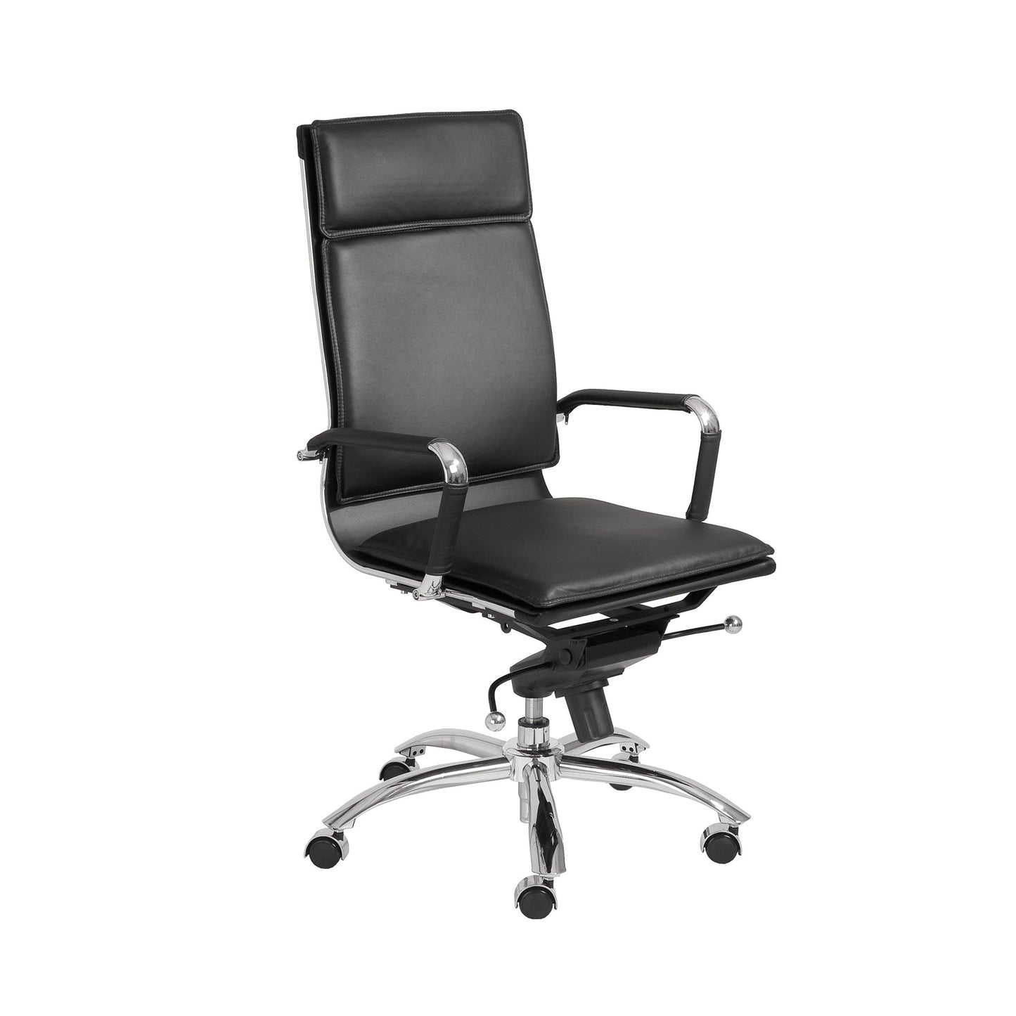 Gunar Pro High Back Office Chair in Black with Chromed Steel Base