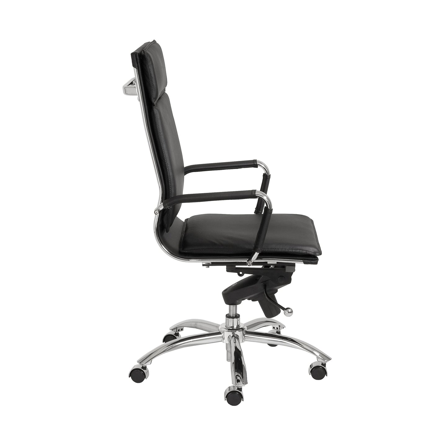 Gunar Pro High Back Office Chair in Black with Chromed Steel Base