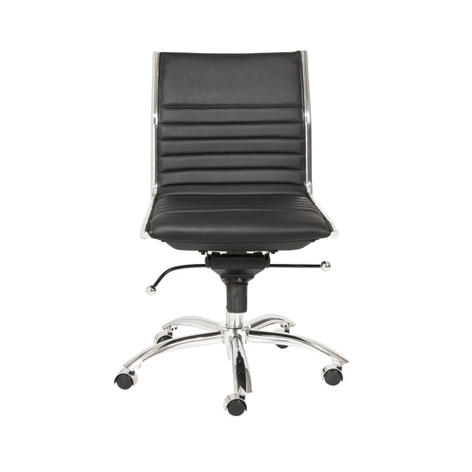 Dirk Low Back Office Chair w/o Armrests in Black with Chromed Steel Base