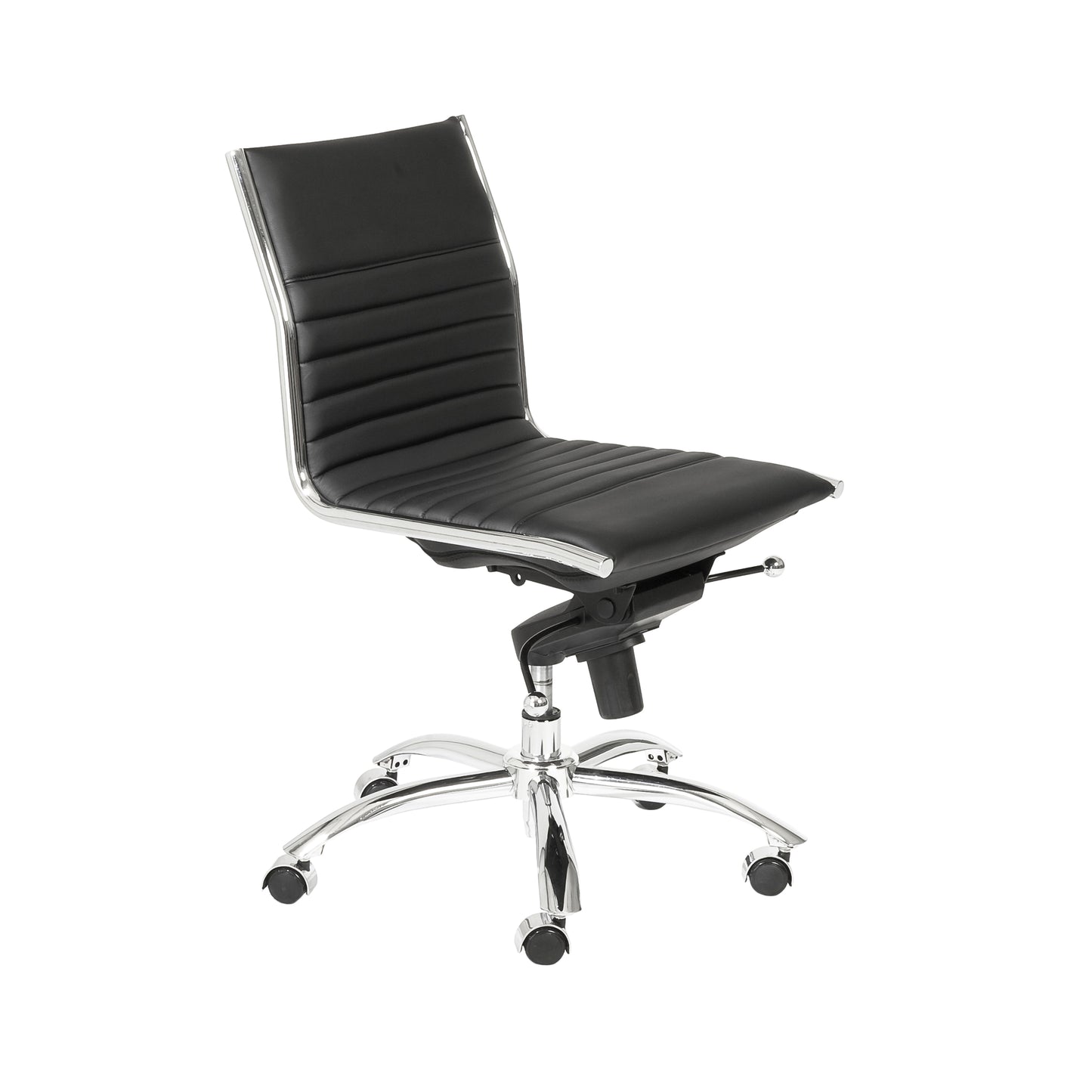 Dirk Low Back Office Chair w/o Armrests in Black with Chromed Steel Base