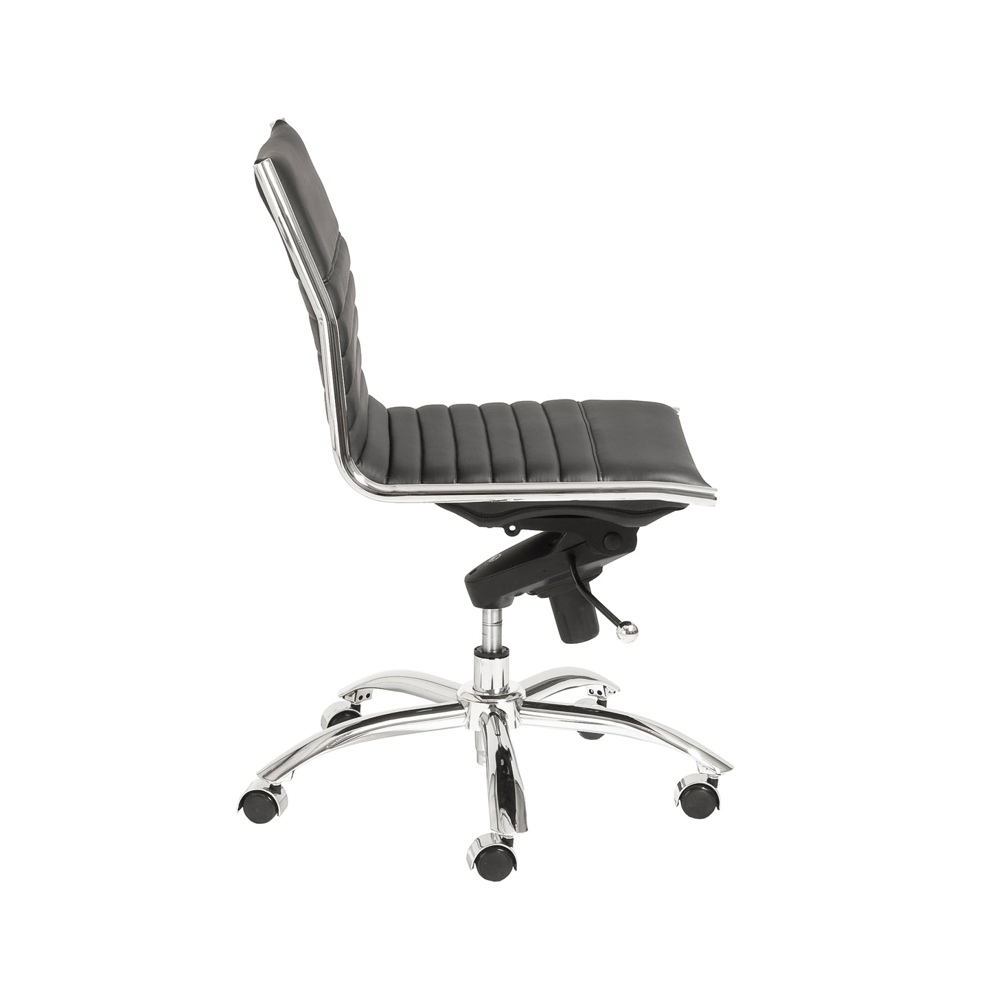 Dirk Low Back Office Chair w/o Armrests in Black with Chromed Steel Base