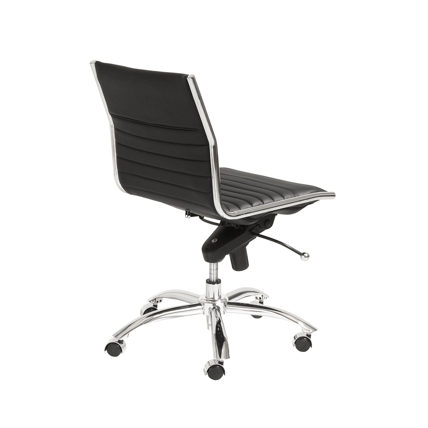 Dirk Low Back Office Chair w/o Armrests in Black with Chromed Steel Base