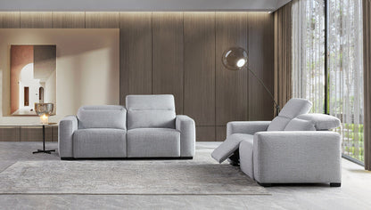 Divani Casa Bode - Modern Grey Fabric Sofa with 2 Recliners