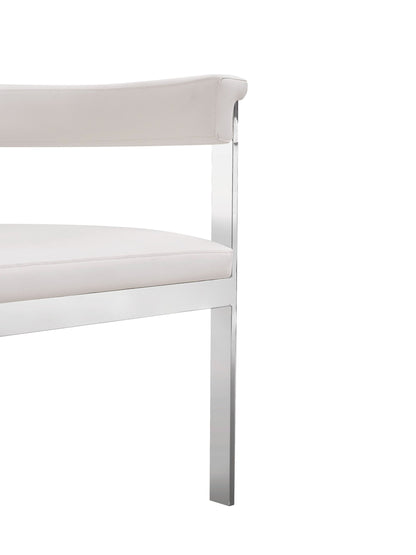 Modrest Pontiac Modern White Vegan Leather & Stainless Steel Dining Chair – Chic Comfort for Your Dining Space