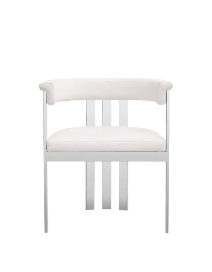 Modrest Pontiac Modern White Vegan Leather & Stainless Steel Dining Chair – Chic Comfort for Your Dining Space