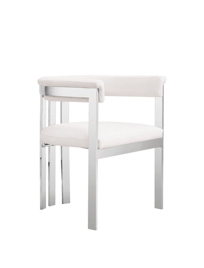 Modrest Pontiac Modern White Vegan Leather & Stainless Steel Dining Chair – Chic Comfort for Your Dining Space