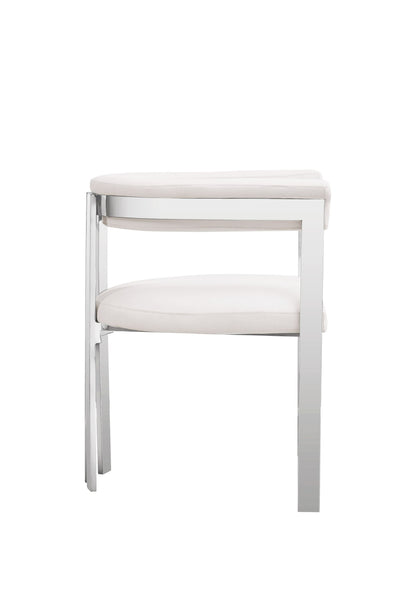 Modrest Pontiac Modern White Vegan Leather & Stainless Steel Dining Chair – Chic Comfort for Your Dining Space