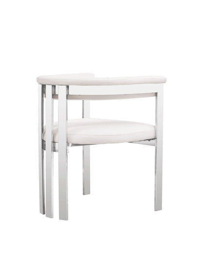 Modrest Pontiac Modern White Vegan Leather & Stainless Steel Dining Chair – Chic Comfort for Your Dining Space