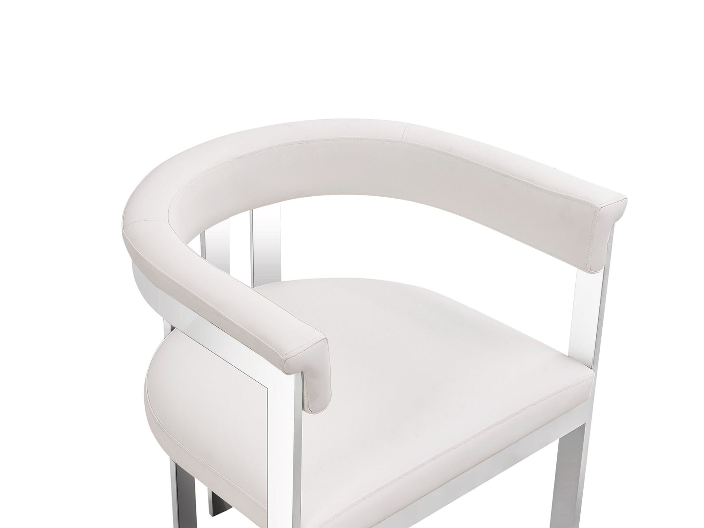 Modrest Pontiac - Modern White Vegan Leather + Stainless Steel Dining Chair