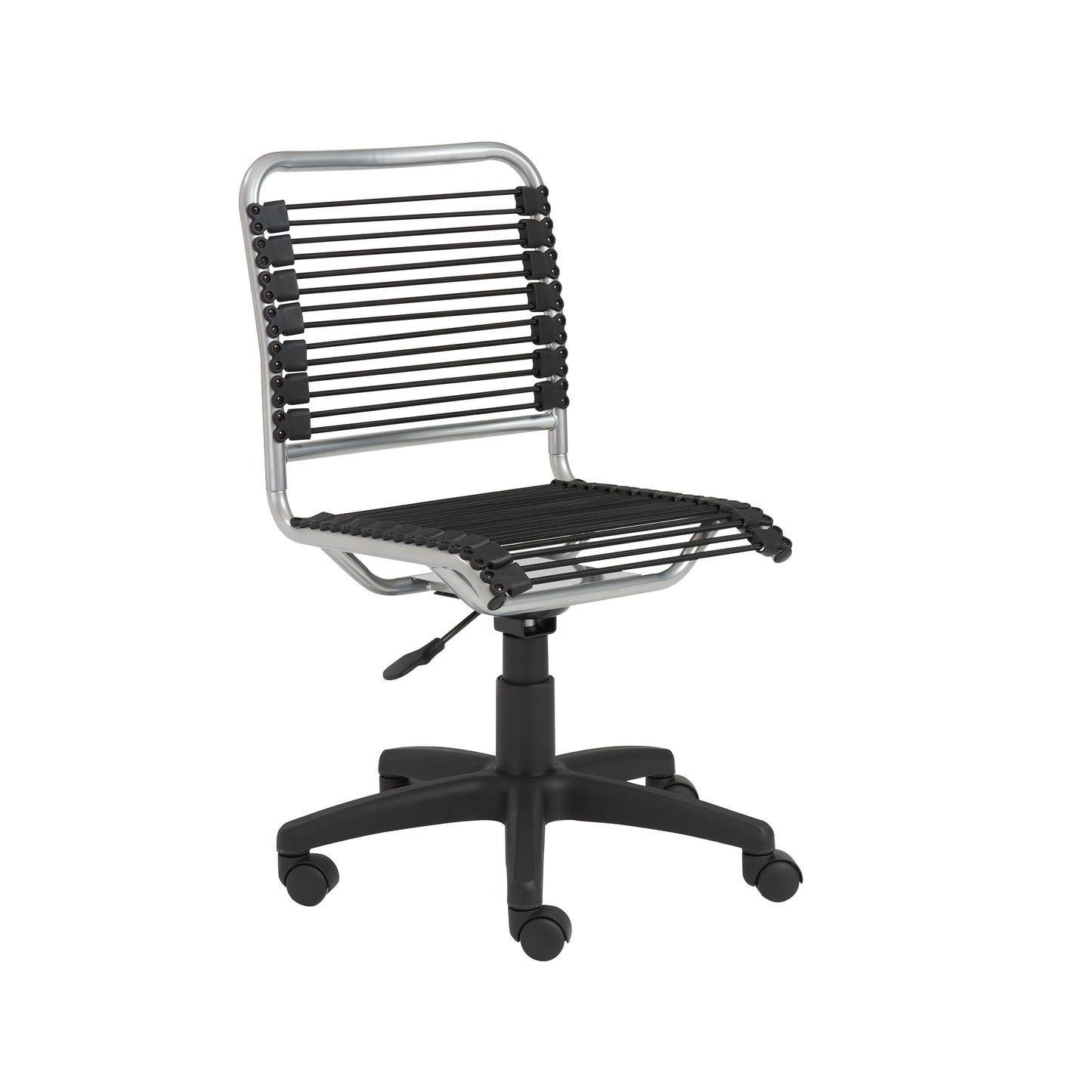 Bungie Low Back Office Chair in Black with Aluminum Frame and Black Base