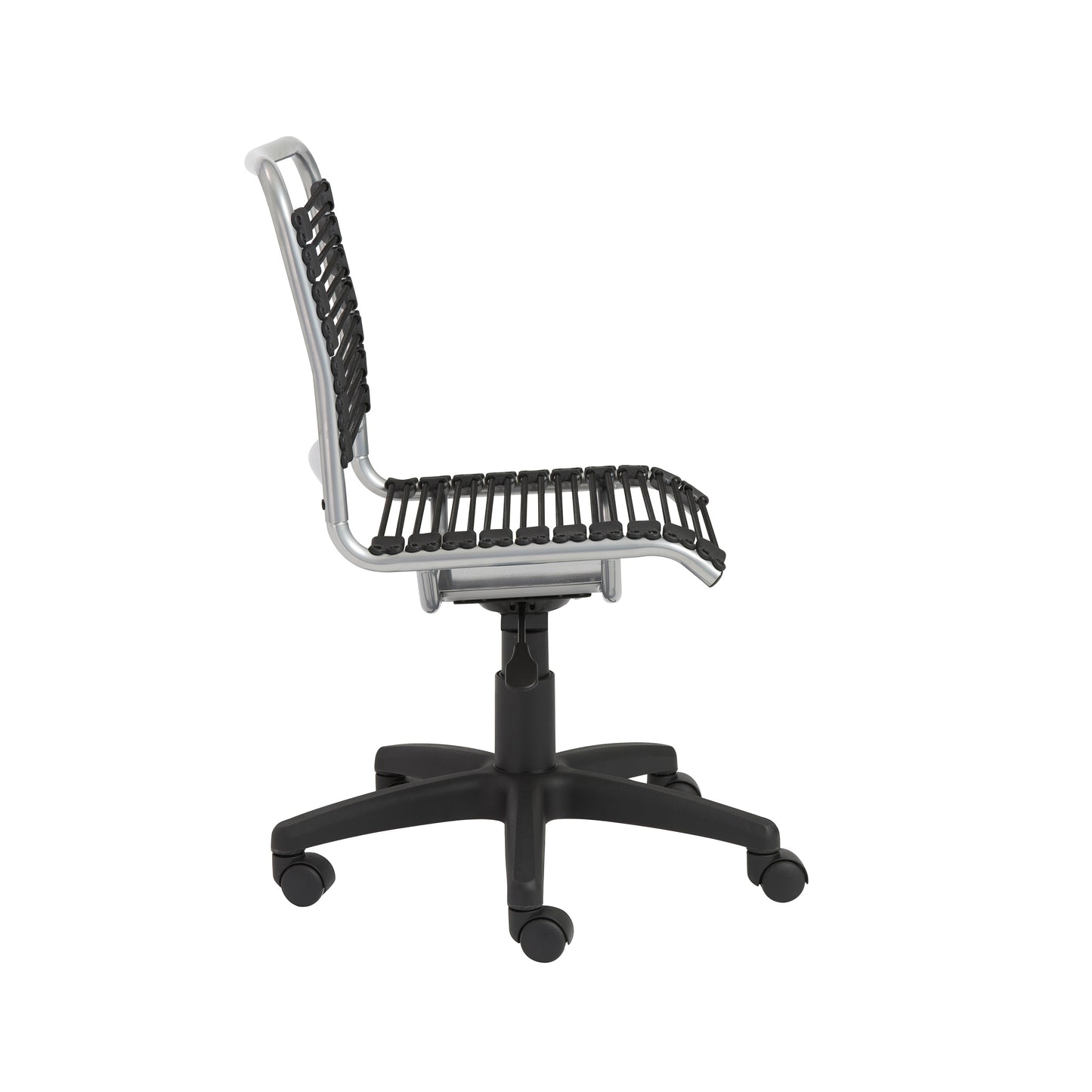 Bungie Low Back Office Chair in Black with Aluminum Frame and Black Base