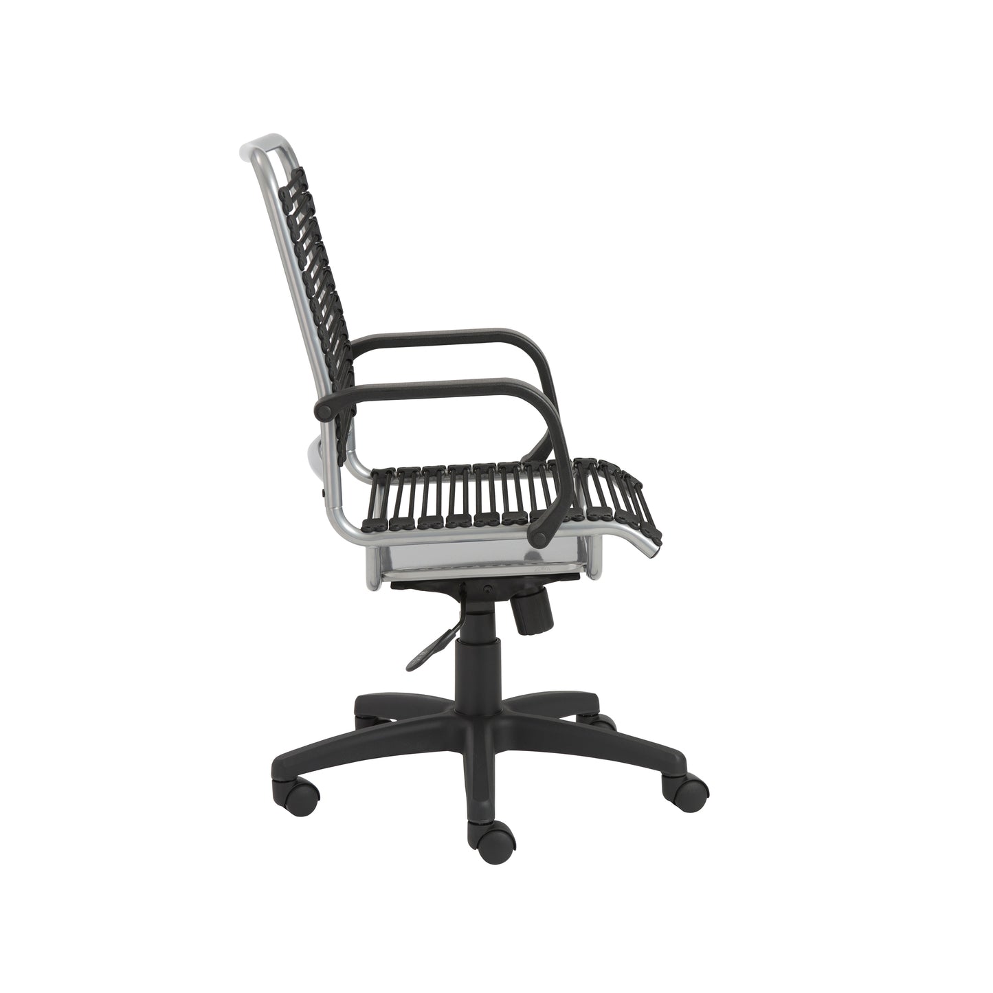 Bradley High Back Bungie Office Chair in Black with Aluminum Frame and Black Base