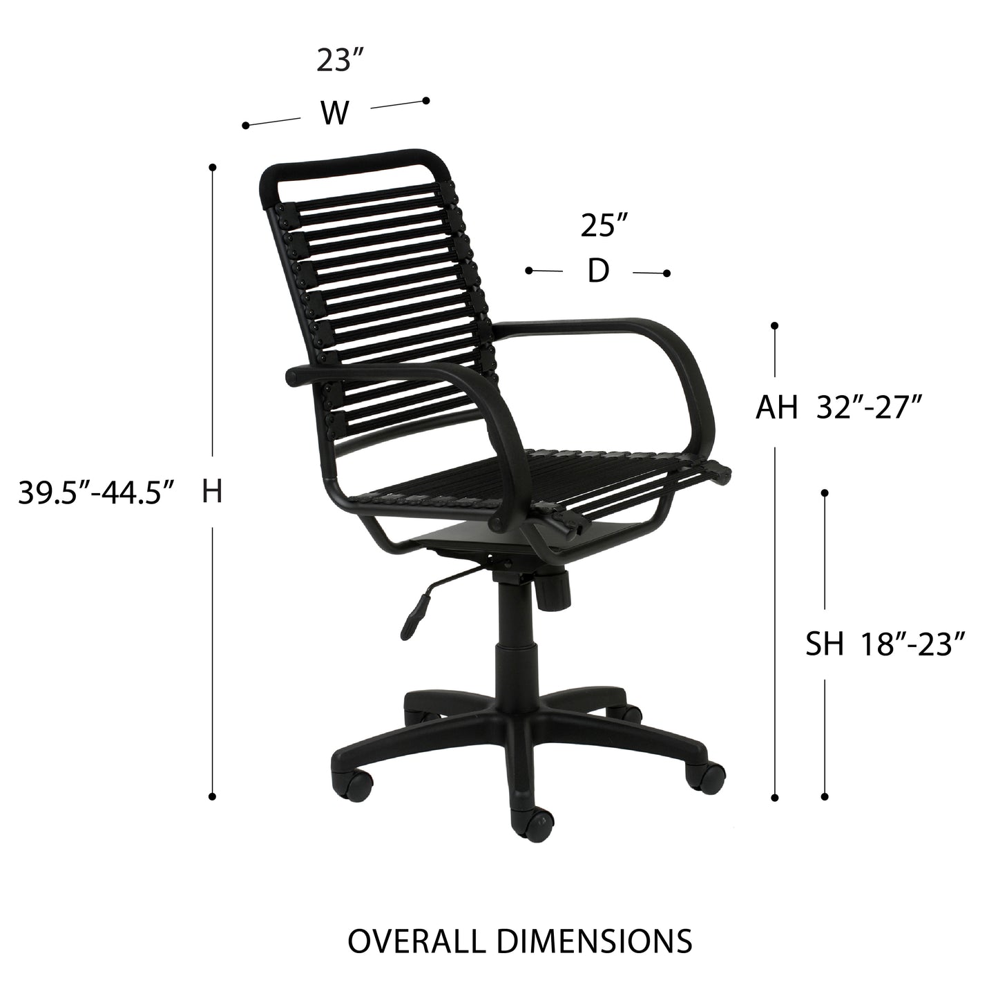 Bungie Flat High Back Office Chair in Black with Graphite Black Frame and Black Base