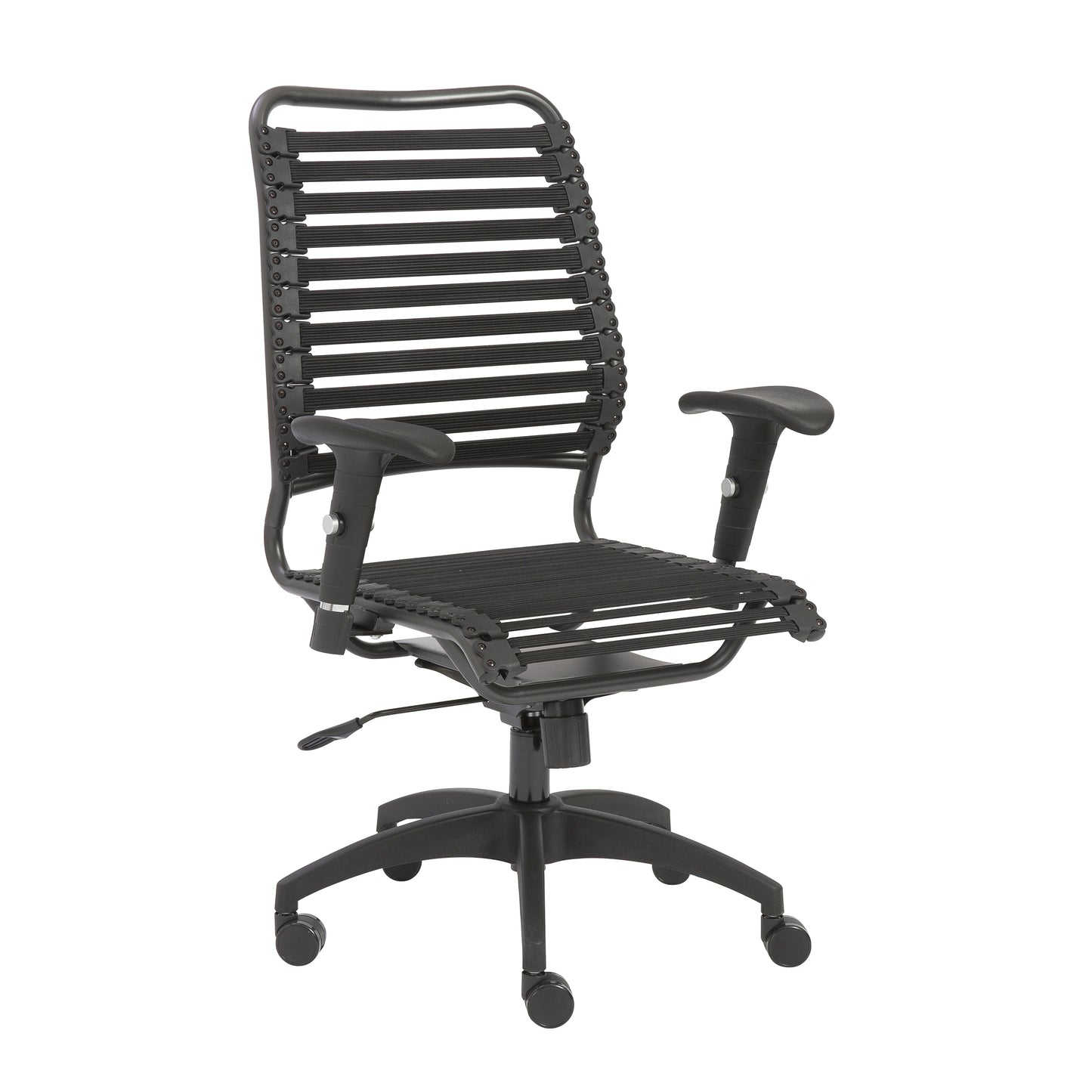 Baba Flat High Back Office Chair in Black with Graphite Black Frame and Black Base