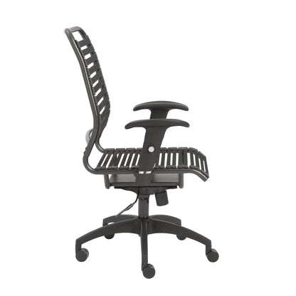 Baba Flat High Back Office Chair in Black with Graphite Black Frame and Black Base