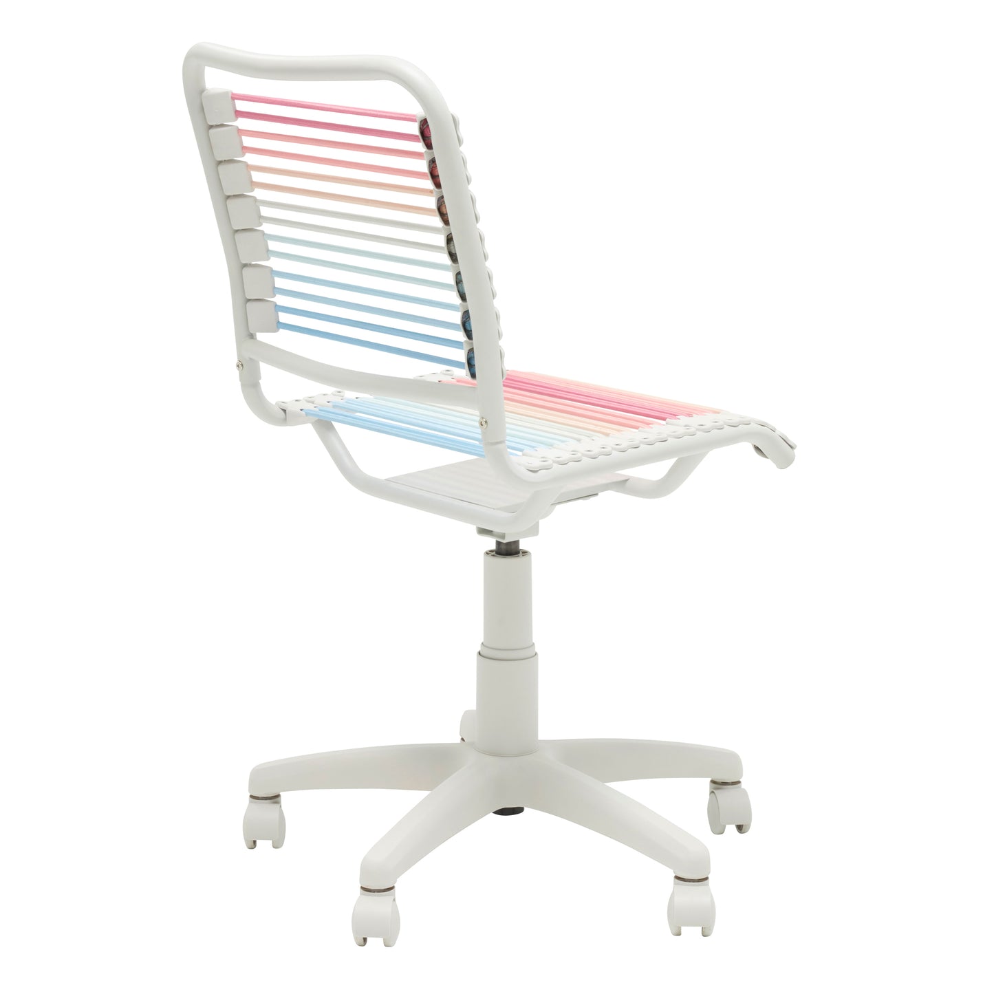 Bungie Low Back Office Chair in Blush/Blue Ombre with White Frame and Base