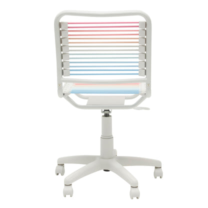 Bungie Low Back Office Chair in Blush/Blue Ombre with White Frame and Base