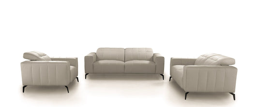 Divani Casa Wayne - Modern Light Grey Leather Sofa Set